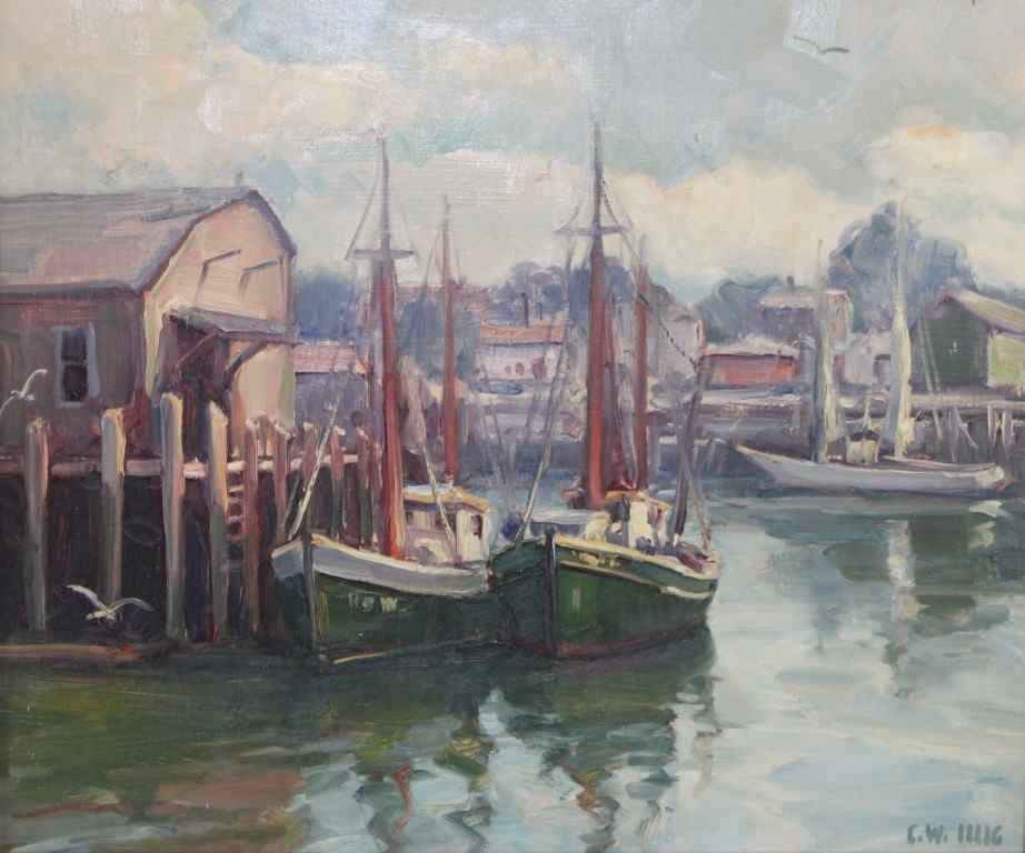 Appraisal: CARL W ILLIG AMERICAN - BOATS IN THE HARBOR Oil