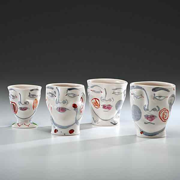 Appraisal: Akio Takamori Japan USA Set of Four Portrait Tea Bowlsca