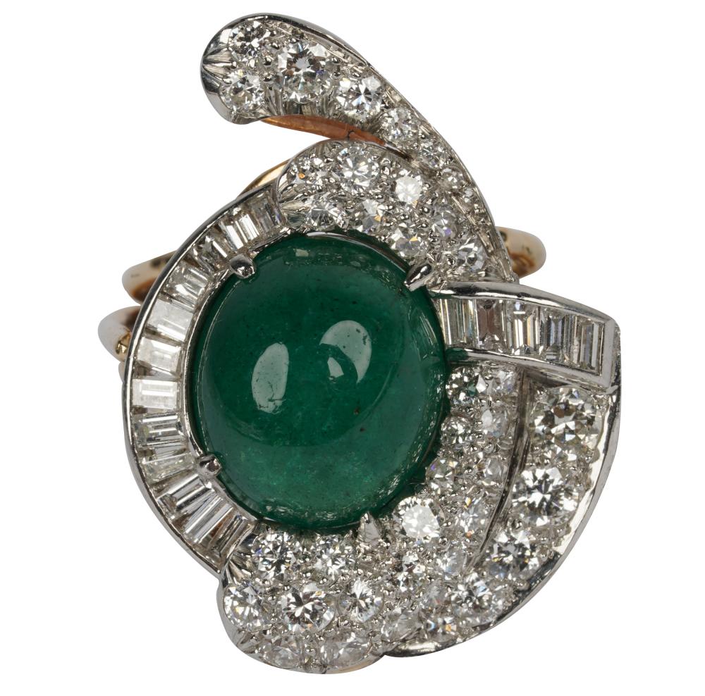 Appraisal: KARAT GOLD DIAMOND EMERALD RINGwith AIGL report no K E