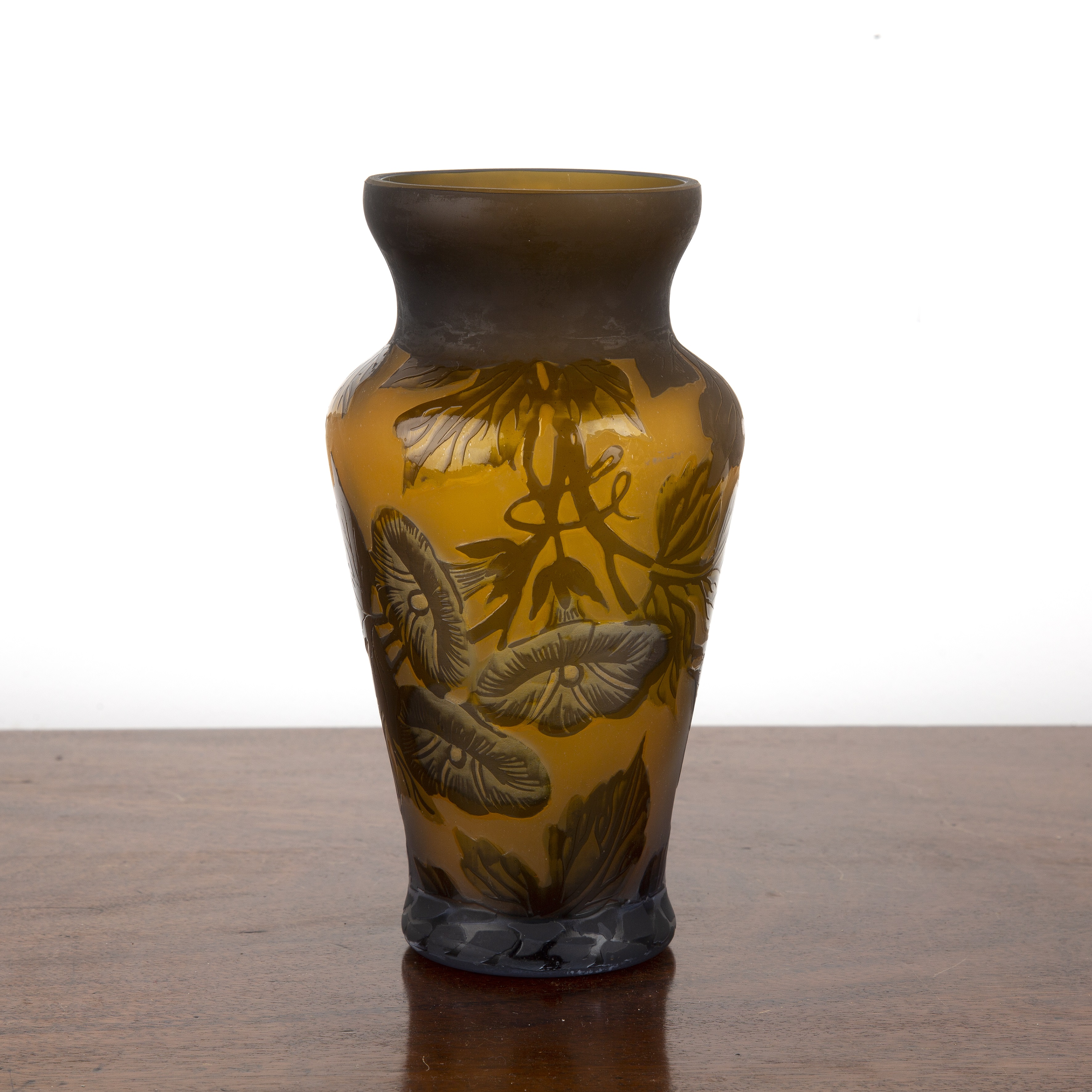 Appraisal: After mile Gall - Contemporary glass vase decorated with leaves