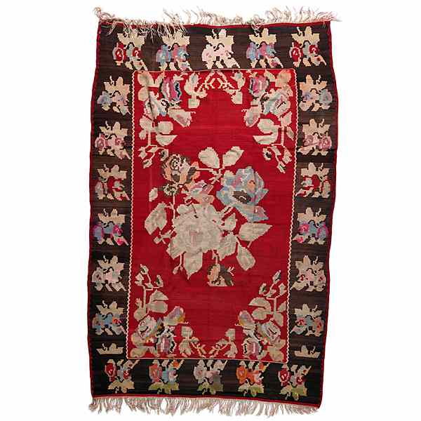 Appraisal: Bessarabian Rug Romanian a wool flatweave Bessarabian medallion rug ft