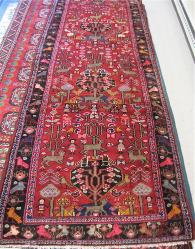 Appraisal: PERSIAN TRIBAL HALL CARPET Hamadan villages region northwest Iran the