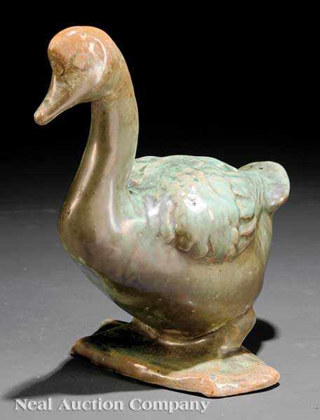 Appraisal: A Shearwater Pottery Figure of a Duck c antique green