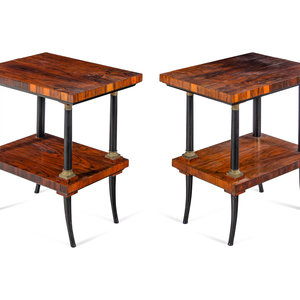 Appraisal: A Pair of Parcel Ebonized Rosewood Veneered Side Tables th