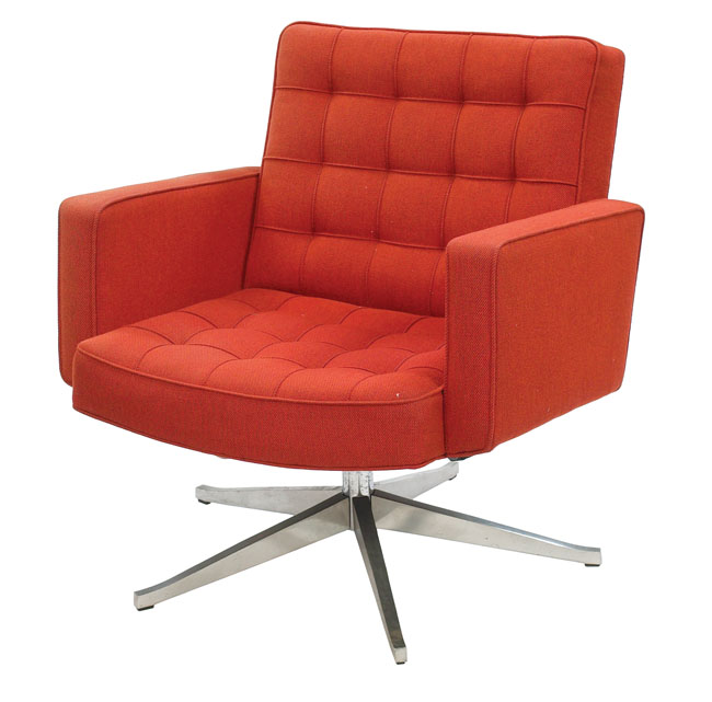 Appraisal: Florence Knoll Executive chair by Knoll original tufted orange wool