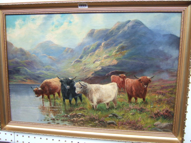 Appraisal: Henry Cooper th th century Highland cattle a pair oil