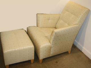 Appraisal: Modern Club chair with ottoman in frisky upholstery Modern Club