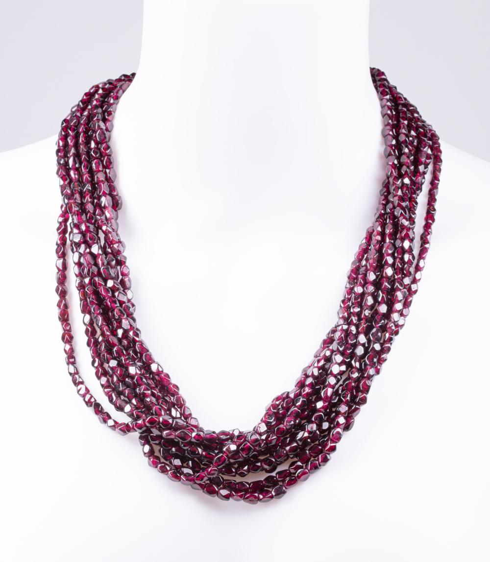 Appraisal: KT YELLOW GOLD AND GARNET TORSADE NECKLACE kt Yellow Gold