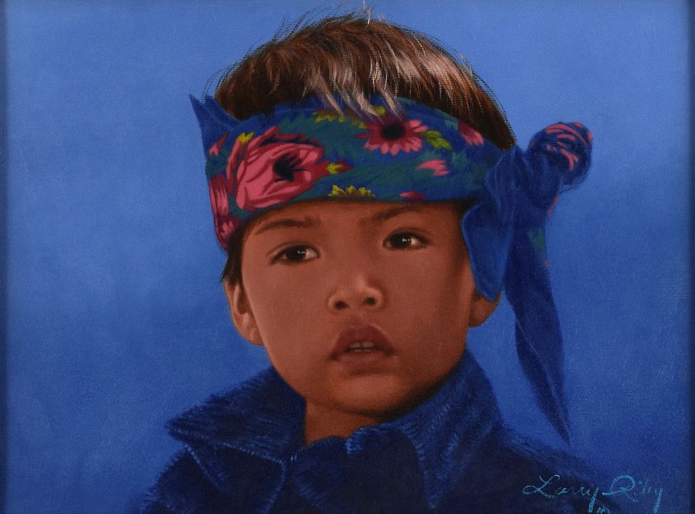 Appraisal: Larry Riley Navajo Boy Oil on Canvas Larry Riley b