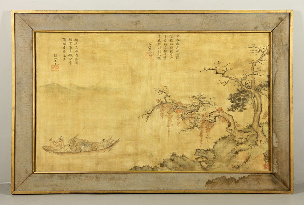 Appraisal: - Chinese Landscape Painting Chinese landscape painting on canvas depicting