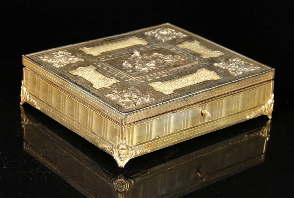 Appraisal: - th C French Gilt Silver Jewelry Box th century