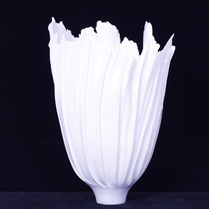 Appraisal: Kurt Spurey White Tulip Floraform Glazed Porcelain Vase signed dated