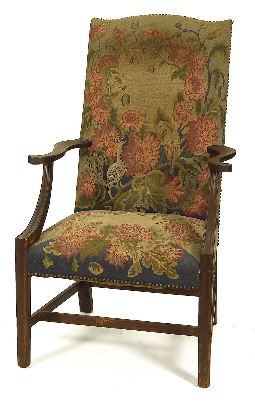 Appraisal: ANTIQUE AMERICAN FEDERAL LOLLING CHAIR Circa Attributed to Joseph Short