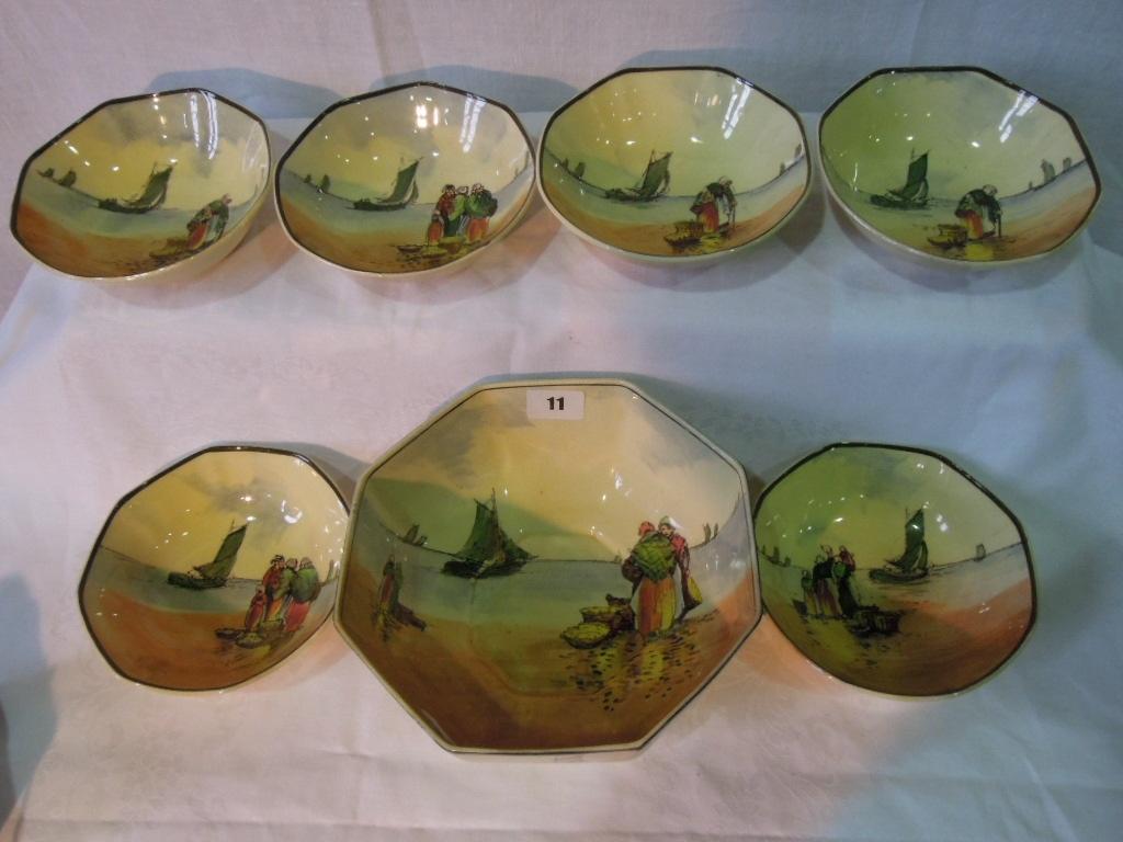 Appraisal: A Royal Doulton Seriesware dessert set with printed and infilled