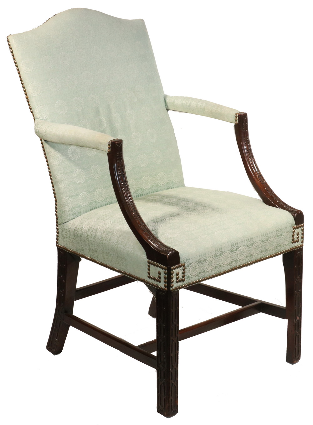 Appraisal: CHINESE CHIPPENDALE STYLE BOUDOIR CHAIR Replica Diminutive Chippendale Style Armchair