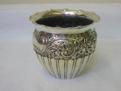 Appraisal: AN EDWARDIAN JARDINIERE of half fluted baluster form with frilled