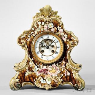 Appraisal: China Case Clock France c floral-decorated case brass bezel with