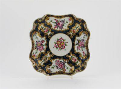 Appraisal: A square Worcester dish with shaped rim painted with panels