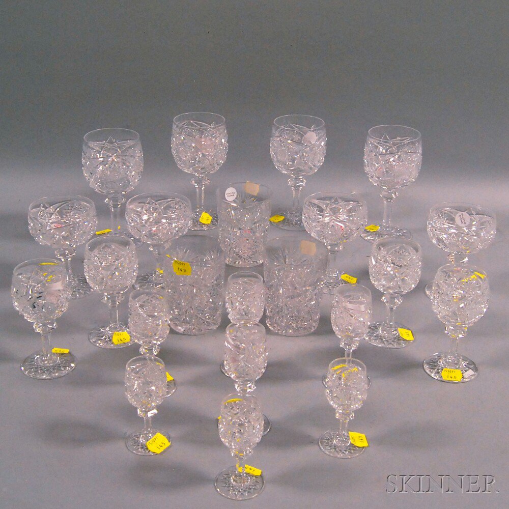 Appraisal: Twenty-two Pieces of Assorted Glassware nineteen stemware items with hobstars