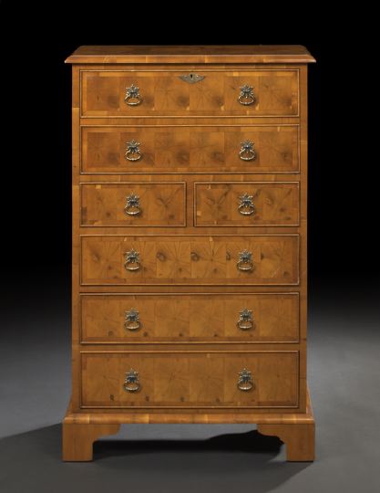 Appraisal: George III-Style Burl Walnut Secretary Chest early th century and