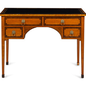 Appraisal: A George III Mahogany Satinwood and Marquetry Writing Table Circa