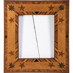 Appraisal: Four Wooden Folk Art Frames including two inlaid frames a