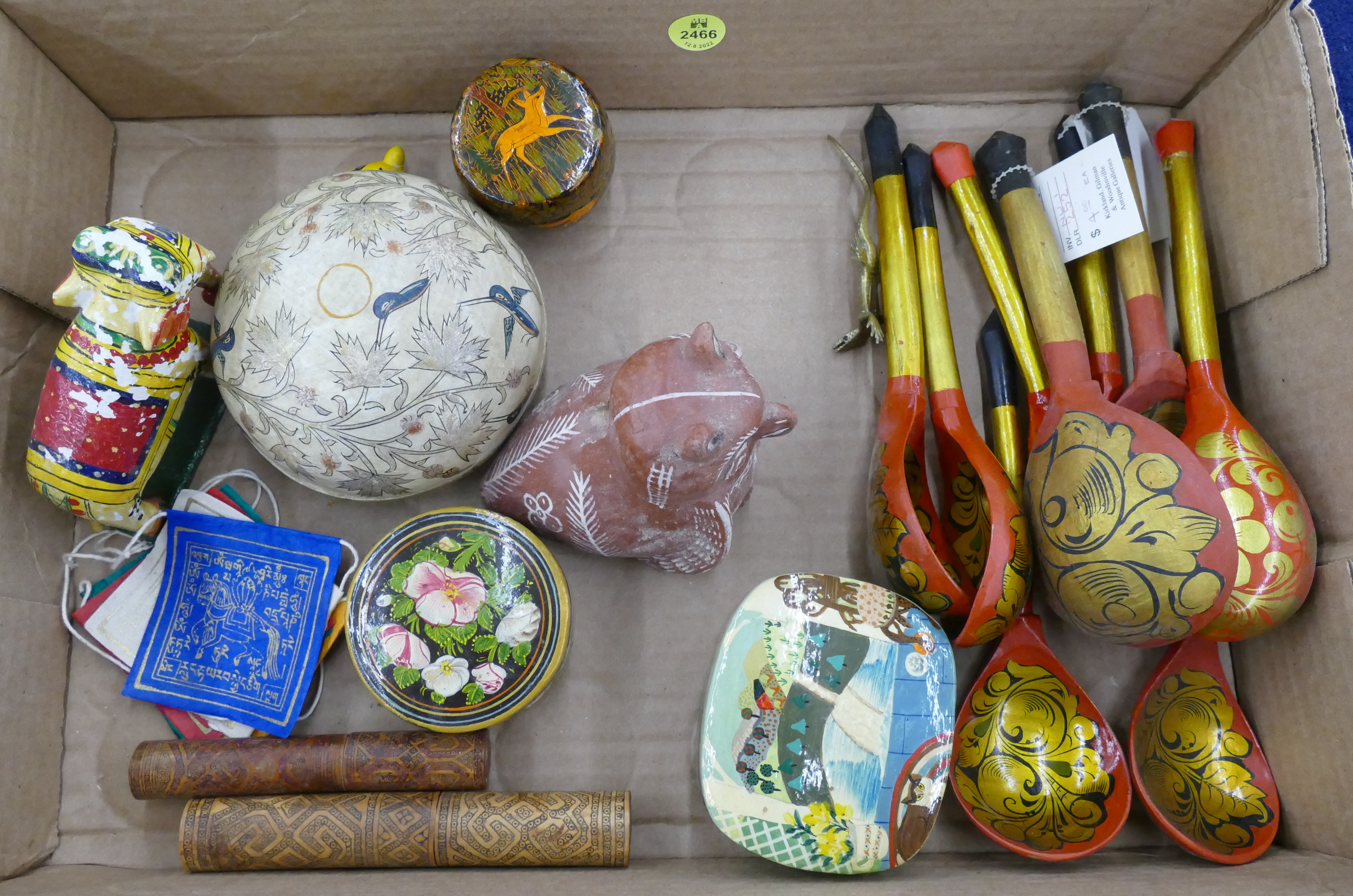 Appraisal: Box Russian Lacquered Spoons Etc