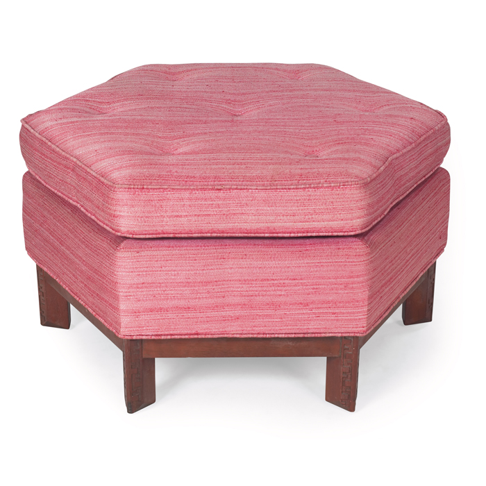 Appraisal: Frank Lloyd Wright ottoman manufactured by Heritage Henredon hexagonal form