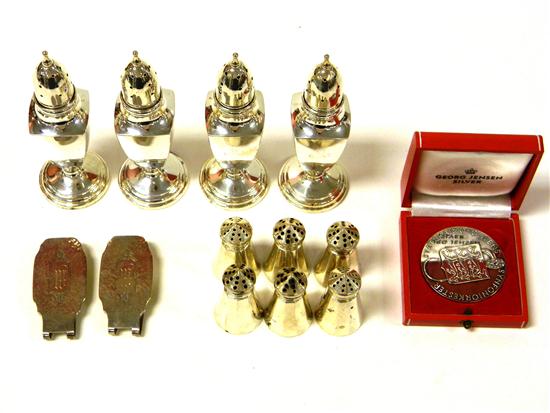 Appraisal: STERLING thirteen pieces including four matching urn-shaped shakers round pedestals