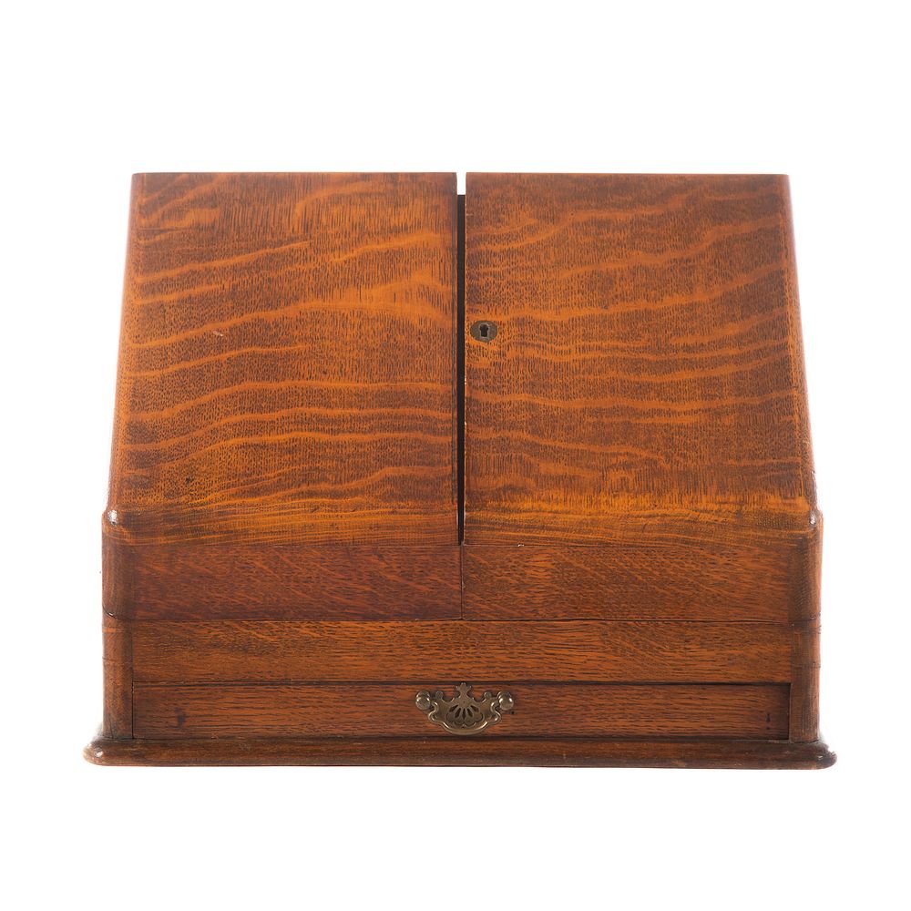 Appraisal: Victorian Oak Desk Box Late th century pair wing doors