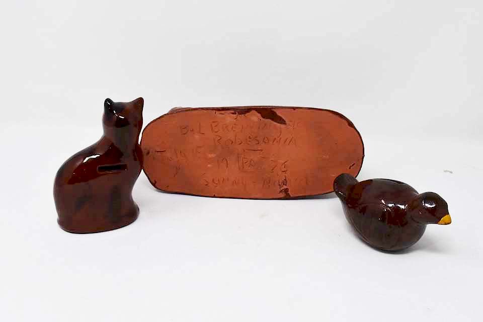 Appraisal: pieces of Breininger redware pieces of Breininger redware dog H