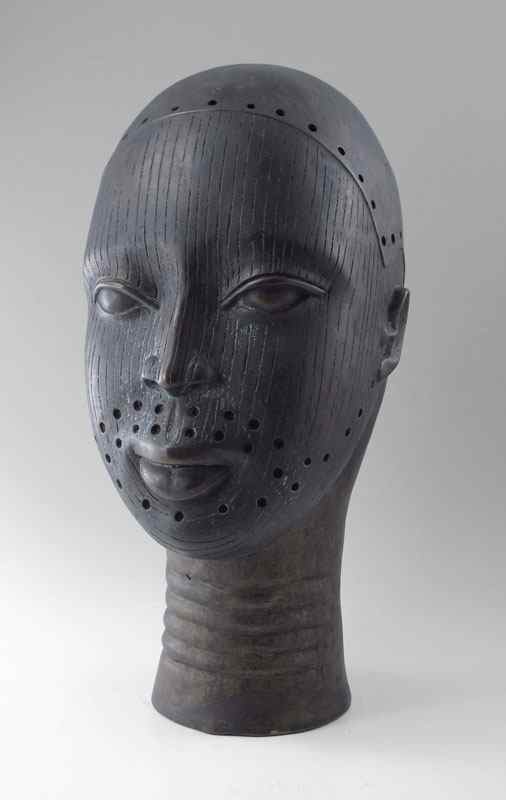 Appraisal: BENIN AFRICAN BRONZE TRIBAL EFE HEAD '' h