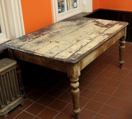 Appraisal: VICTORIAN PAINTED PINE KITCHEN WORK TABLE The rectangular top with