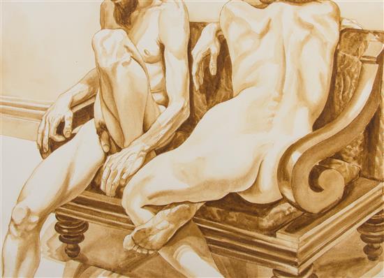 Appraisal: Sale Lot Philip Pearlstein American Untitled Reclining Nudes watercolor on