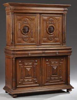 Appraisal: French Henri II Style Carved Walnut Buffet a Deux Corps