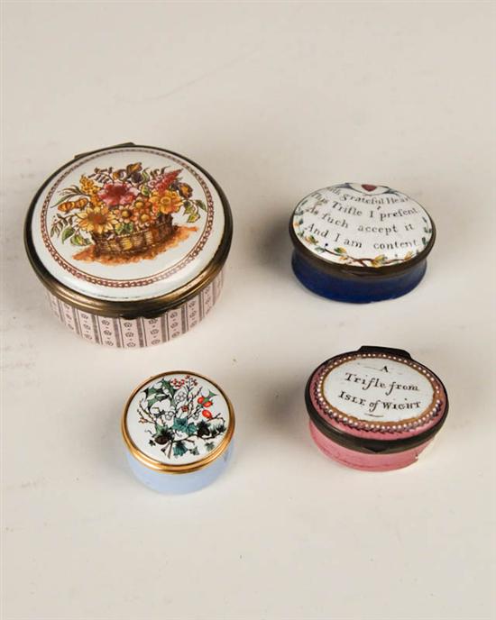 Appraisal: A Lot of Four Small Enameled Boxes a small early