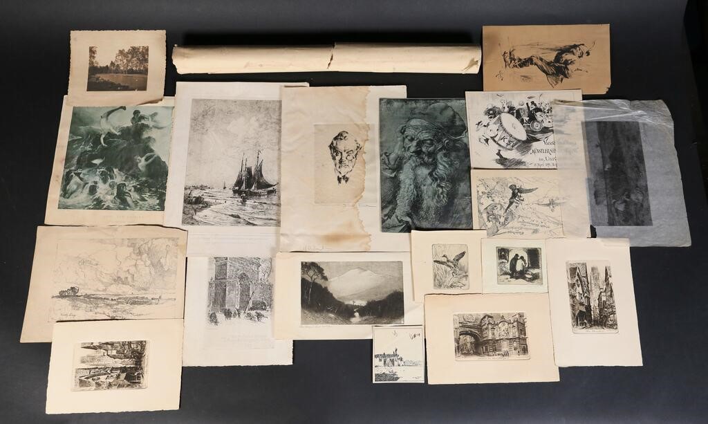 Appraisal: Photogravures engravings and etchings After artists Henry Wolf Eugene Higgins