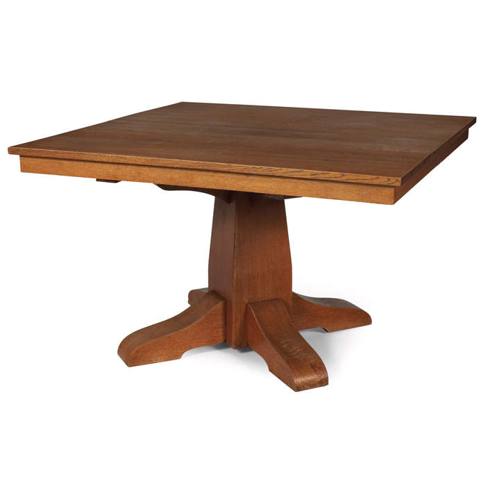 Appraisal: Unusual Gustav Stickley dining table variation of with a square