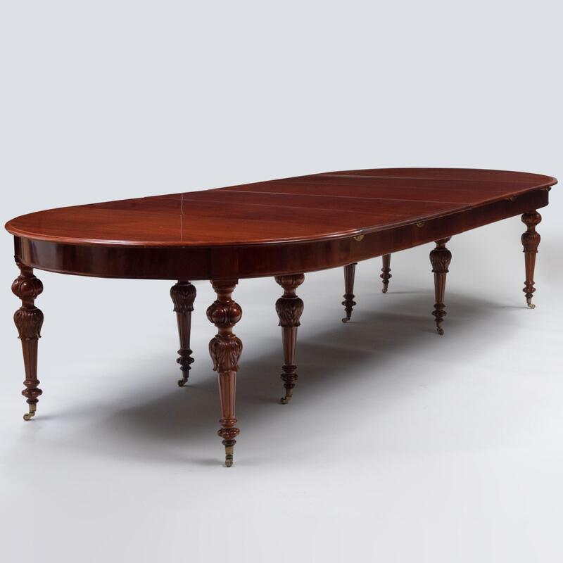 Appraisal: Continental Carved Mahogany Extension Dining Table With four leaves in