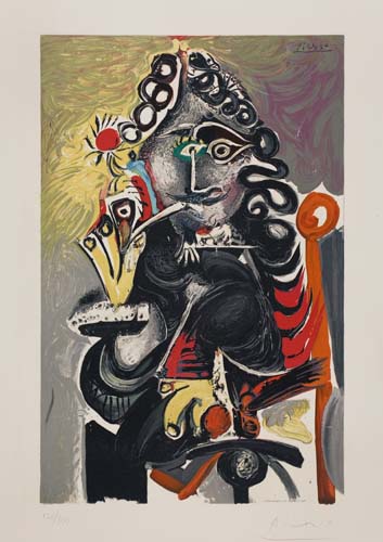 Appraisal: PABLO PICASSO after Le Cavalier Color lithograph x mm x