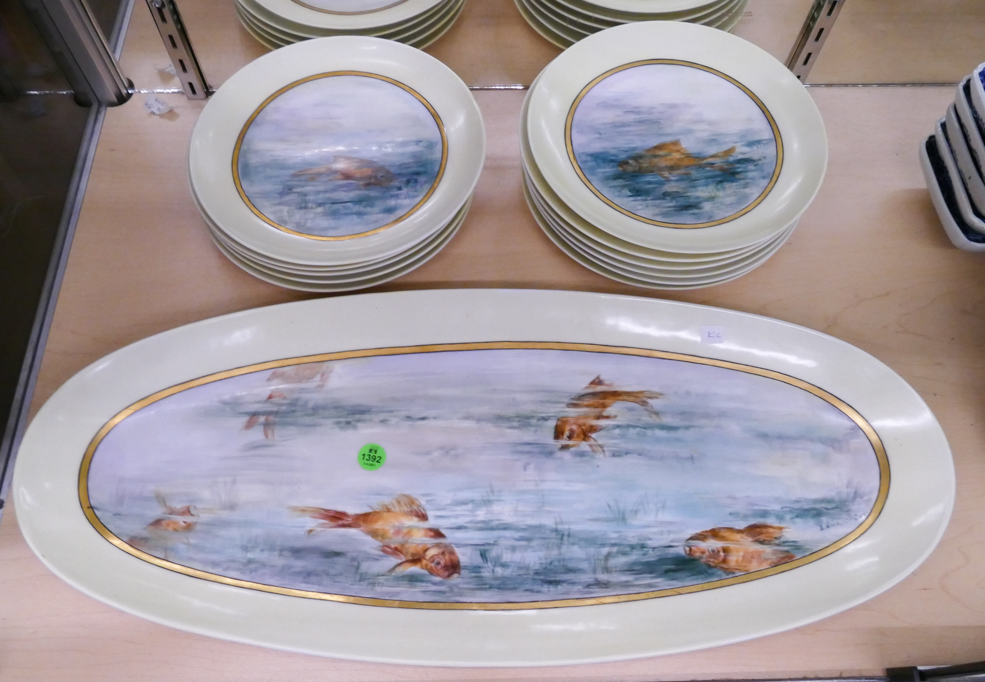 Appraisal: pc Limoges Porcelain Fish Service - Platter '' Plates ''