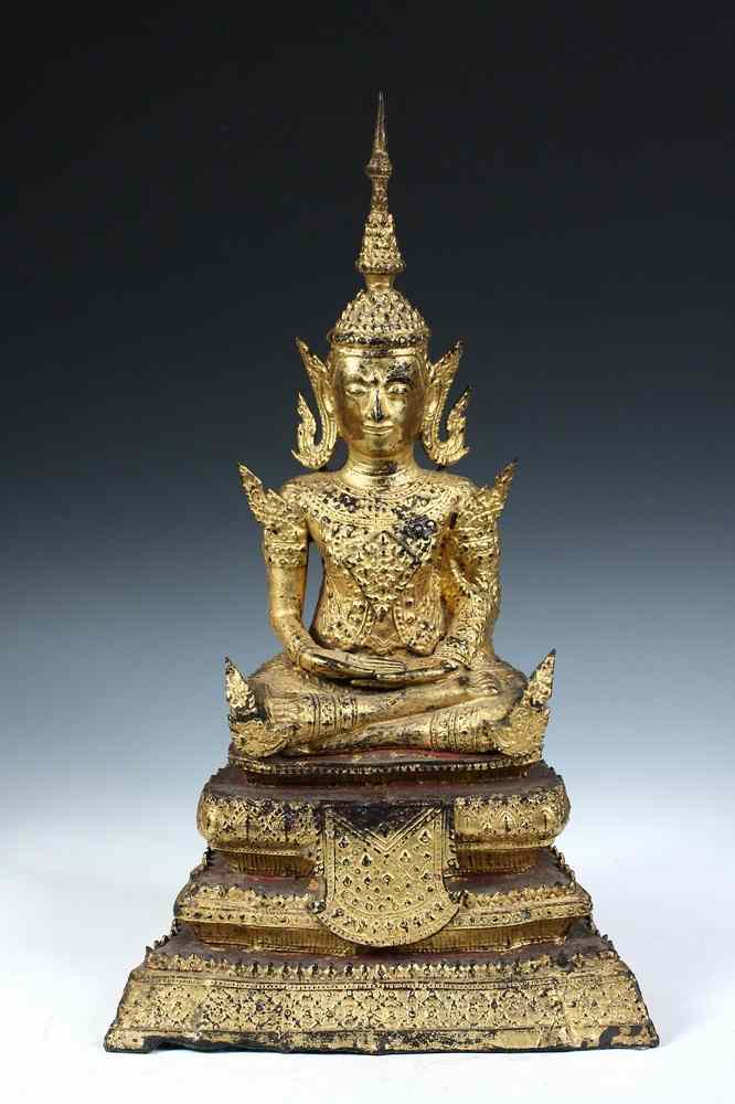 Appraisal: EARLY BRONZE DEITY - th c or earlier Gilt Bronze