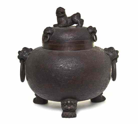 Appraisal: A Chinese Pottery Lidded Censer having a domed lid with