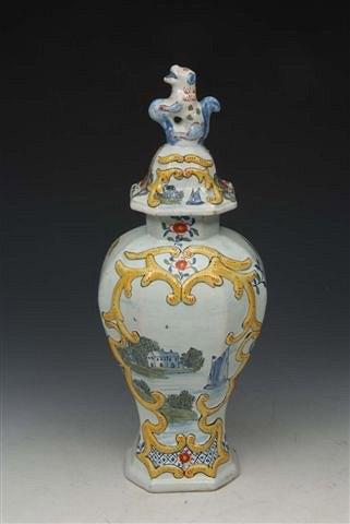 Appraisal: A LATE TH CENTURY DELFT JAR AND COVER of octagonal