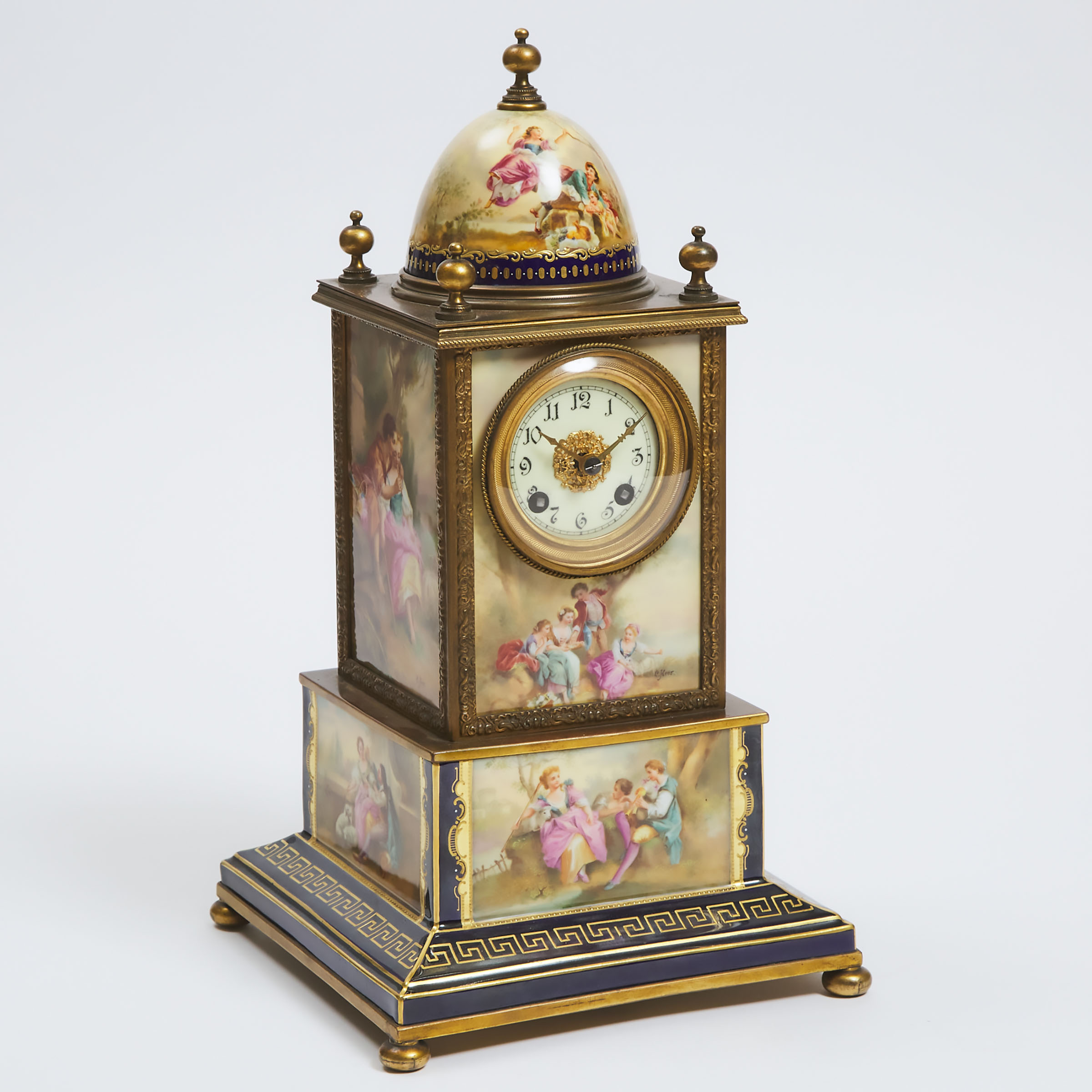 Appraisal: Vienna Porcelain and Gilt Bronze 'Tower' Clock th century the