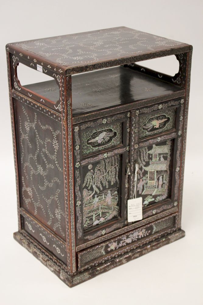 Appraisal: Chinese Side Cabinet w Extensive MoP c a small Chinese