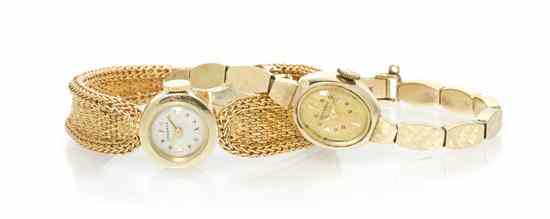 Appraisal: A Group of Karat Yellow Gold Wristwatches consisting of a