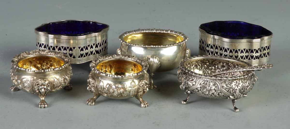 Appraisal: Group of Sterling Master Salts Group of Sterling Master Salts