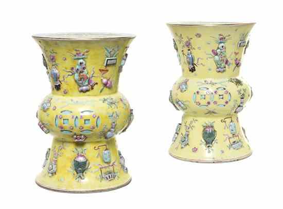 Appraisal: A Pair of Chinese Porcelain Garden Seats each having a