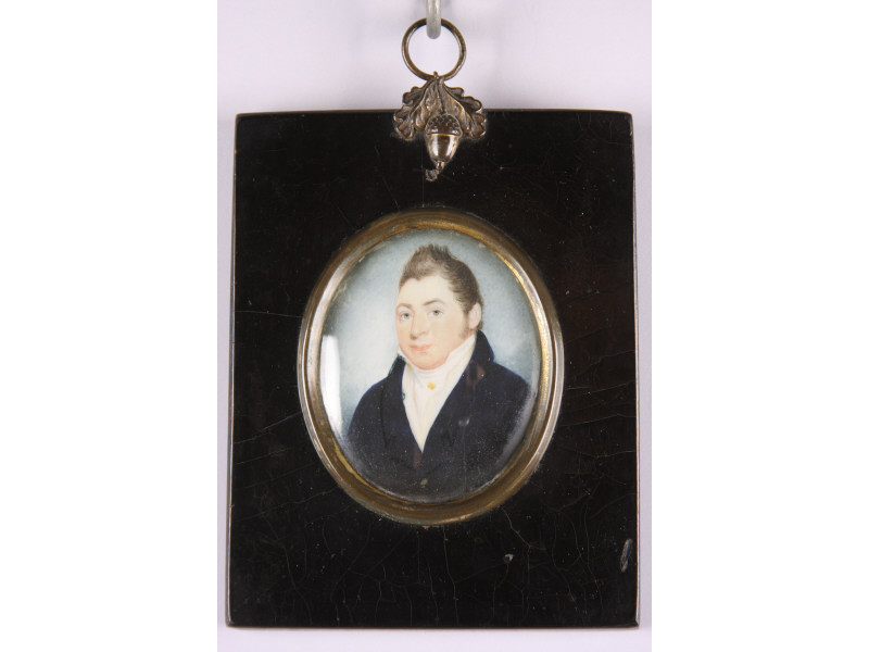 Appraisal: American School Miniature Portrait of Gentleman ca s watercolor on